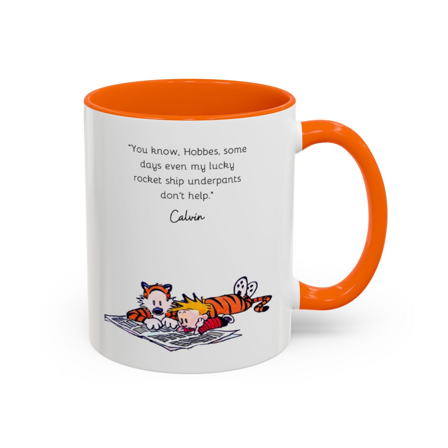 Calvin and Hobbes Inspired Accent Coffee Mug - Fun Gift for Fans, Morning Coffee, Cute Quote Mug, Whimsical Gift, Reading Companion