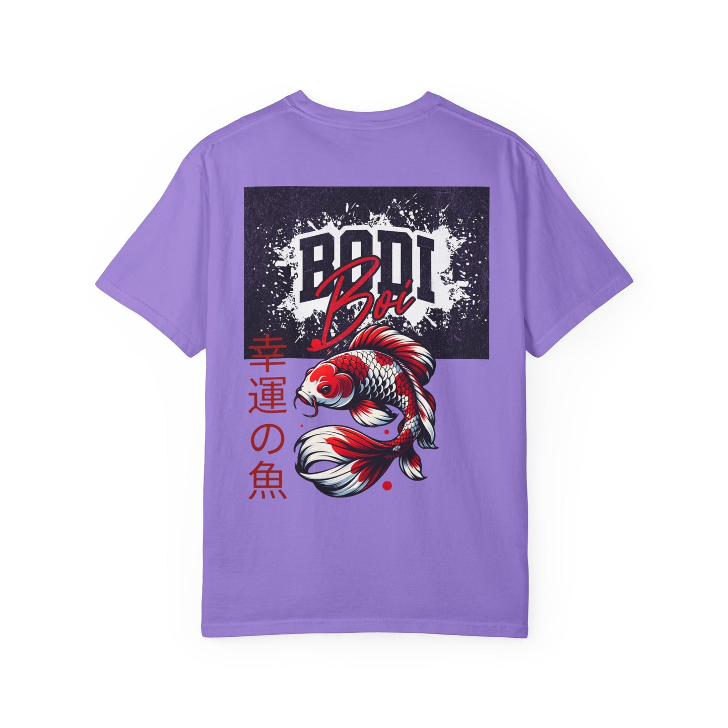 Garment-Dyed Unisex T-Shirt with Bold Koi Design, Trendy Streetwear, Gift for Casual Wear, Unique Graphic Tee, Perfect for Summer Vibes