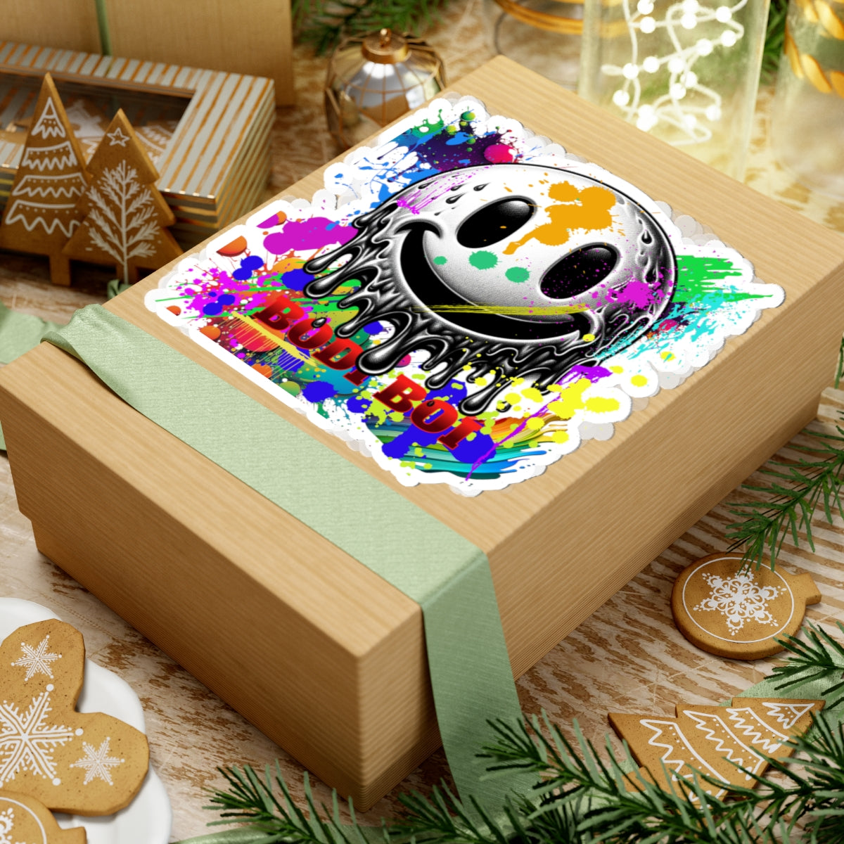 Colorful Slime Smiley Kiss-Cut Stickers, Fun Laptop Decals, Graffiti Art Stickers, Colorful Artwork for Gifts, Unique Art Stickers