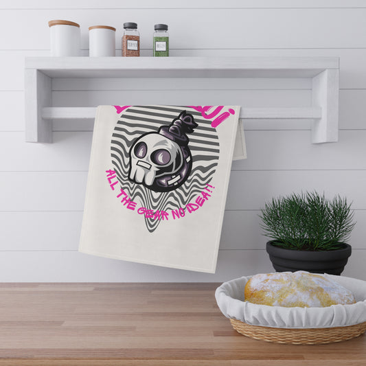 Gothic Skull Tea Towels | All The Grim No Death | Unique Kitchen Decor, Gift for Halloween, Quirky Home Accessories