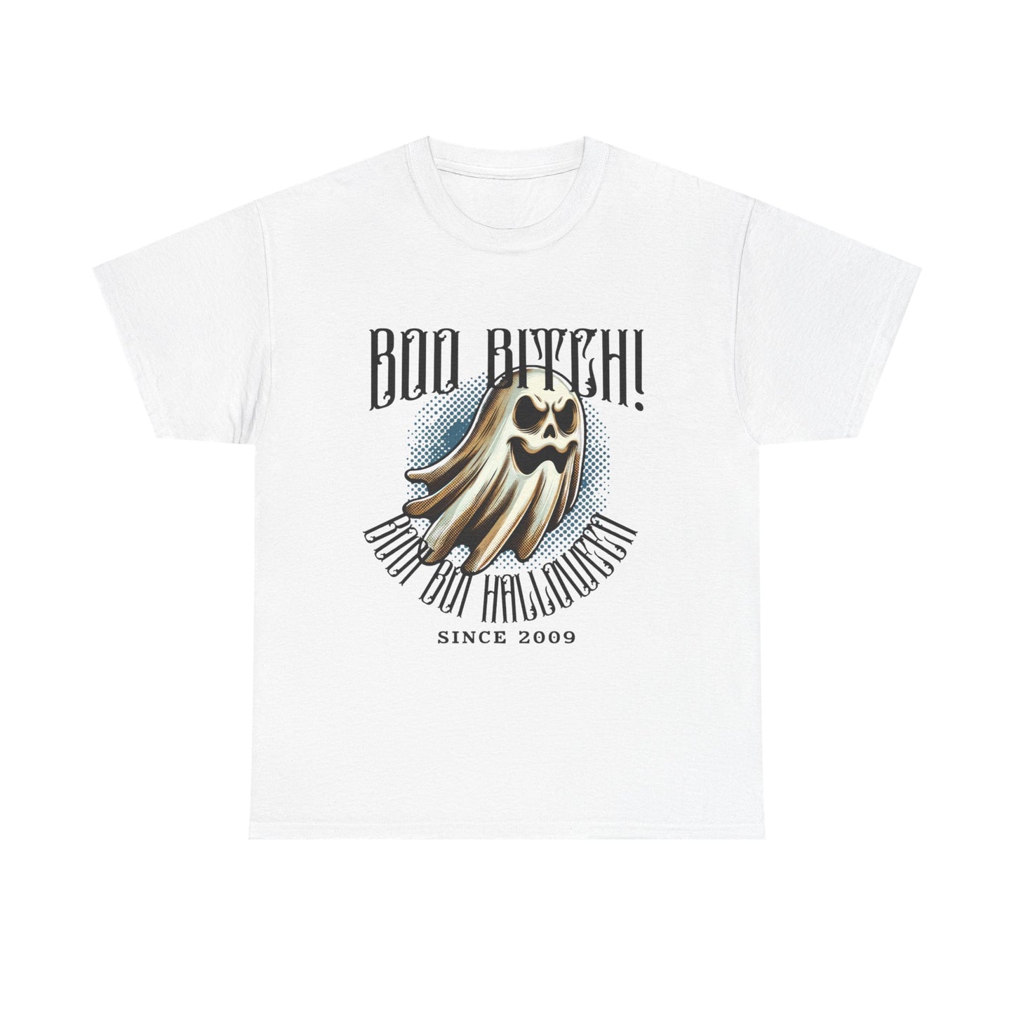 Boo Biych! Halloween Unisex Heavy Cotton Tee, Spooky T-Shirt, Halloween Costume Top, Ghost Graphic Shirt, October Festive Apparel