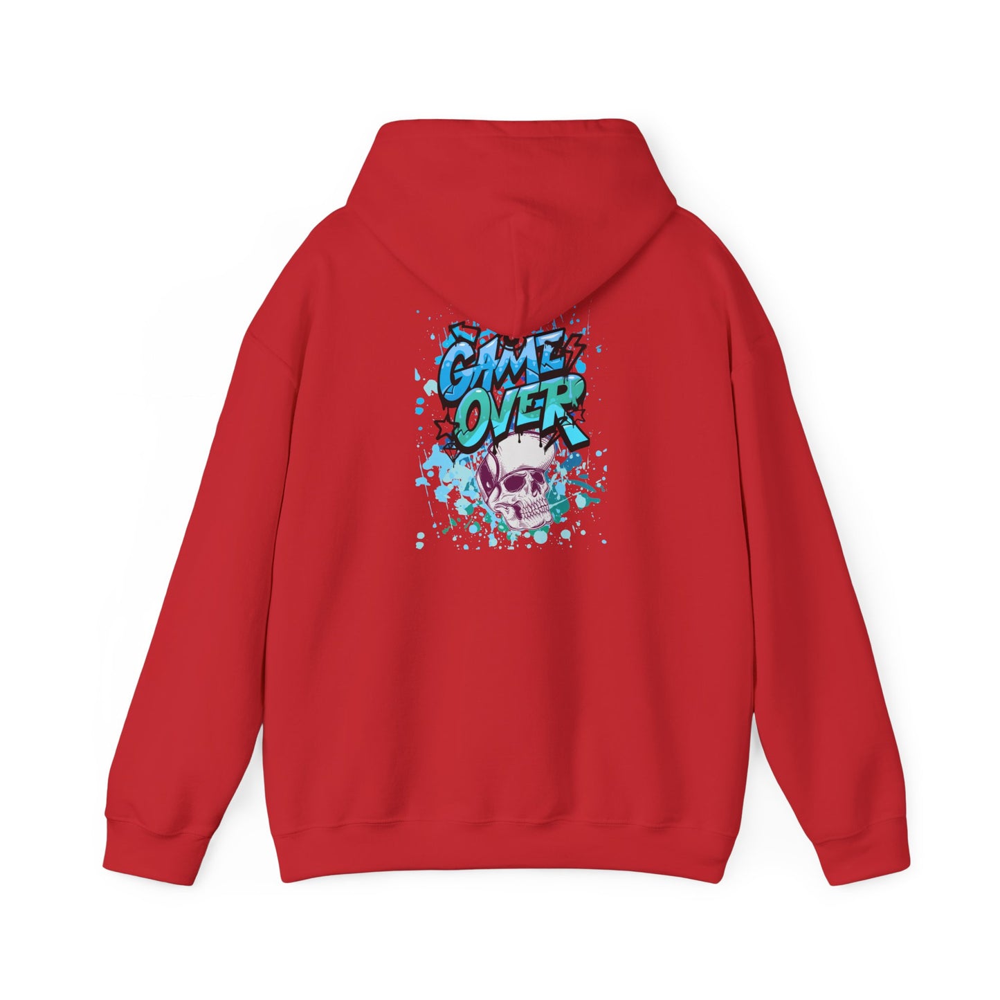 Game Over Skull Hoodie - Unisex Heavy Blend Sweatshirt, Perfect for Gamers, Casual Wear, Unique Gift, Streetwear Style, Graphic Apparel