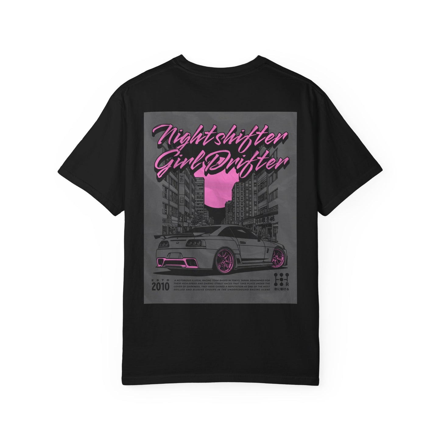 Nightshifter Girl Drifter T-shirt | Unisex Retro Car Tee | Perfect for Car Lovers, Night-Outs, Birthdays, and Gifts