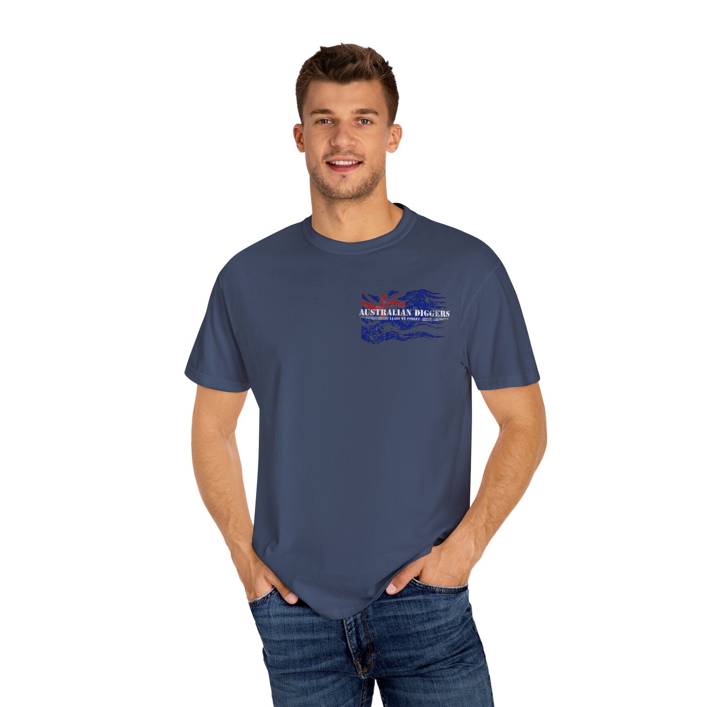 Australian Diggers Garment-Dyed T-Shirt, Commemorative Apparel, Casual Wear, Veterans' Day Gift, Vintage Style Tee, Unisex Fashion