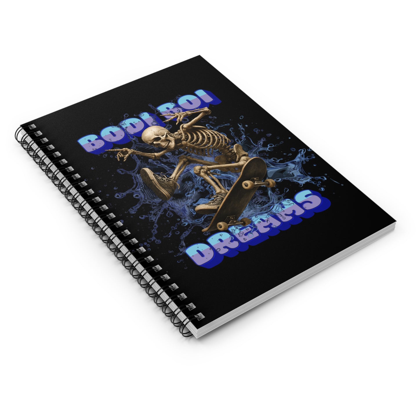 Skateboarder Spiral Notebook - Bodie Boi Dreams, Grunge Stationery, Unique Gift, Aesthetic Journal, Eco-Friendly Writing Pad