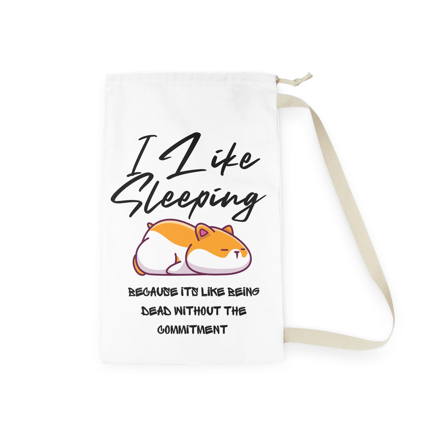 Cute Cat Laundry Bag - I Like Sleeping, Fun Storage Solution for Dorms, Kids, Pet Lovers, Cute Home Decor