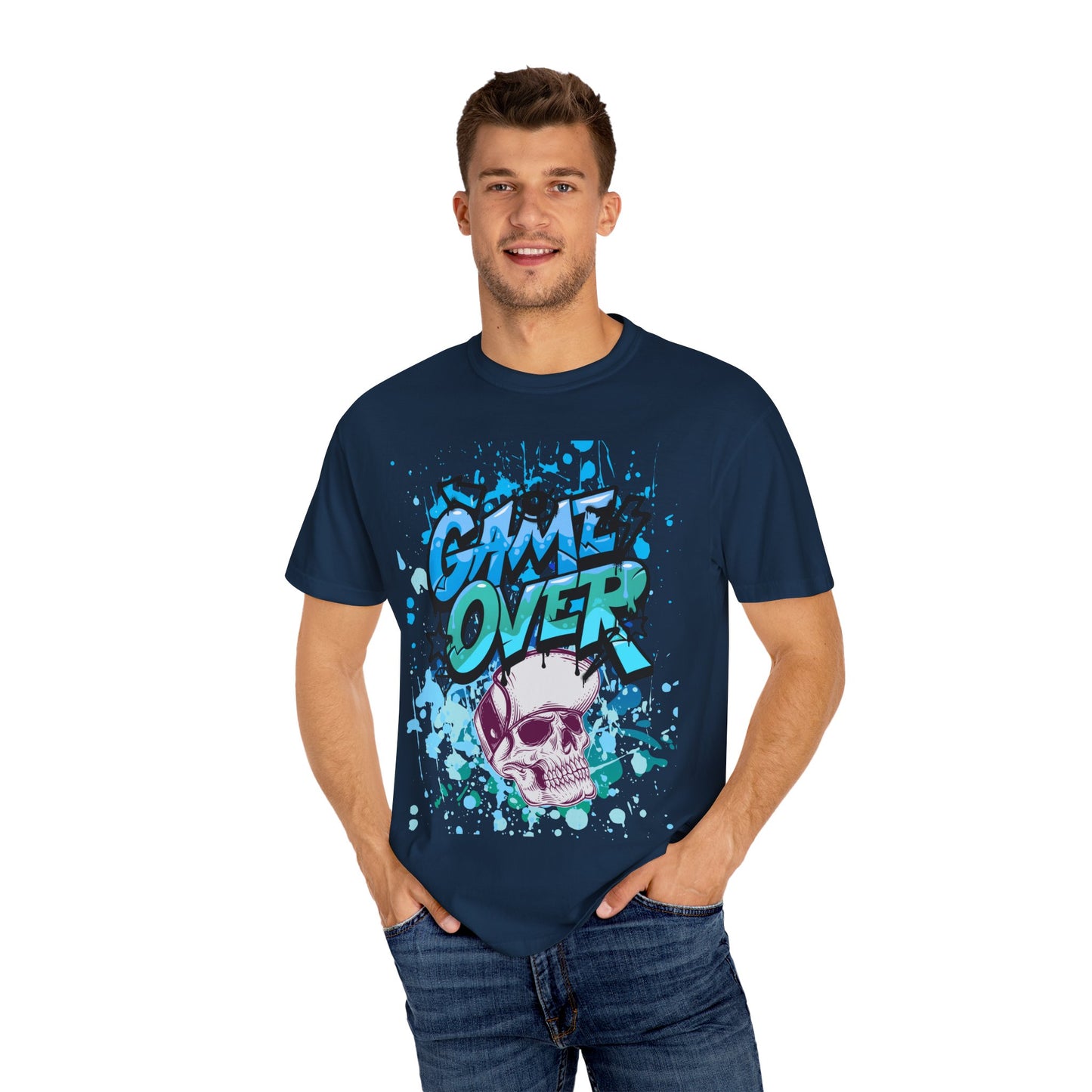 Gamer Skull T-shirt, Unisex Graphic Tee, Game Over Apparel, Casual Wear, Gift for Gamers, Streetwear, Cool Graphic Shirt