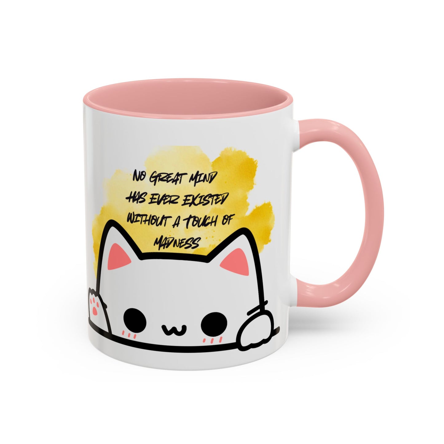 Playful Cat Accent Mug - No Great Mind Has Ever Existed Without a Touch of Madness, Cute Gift for Cat Lovers, Coffee Cup, Cat-Themed [...]