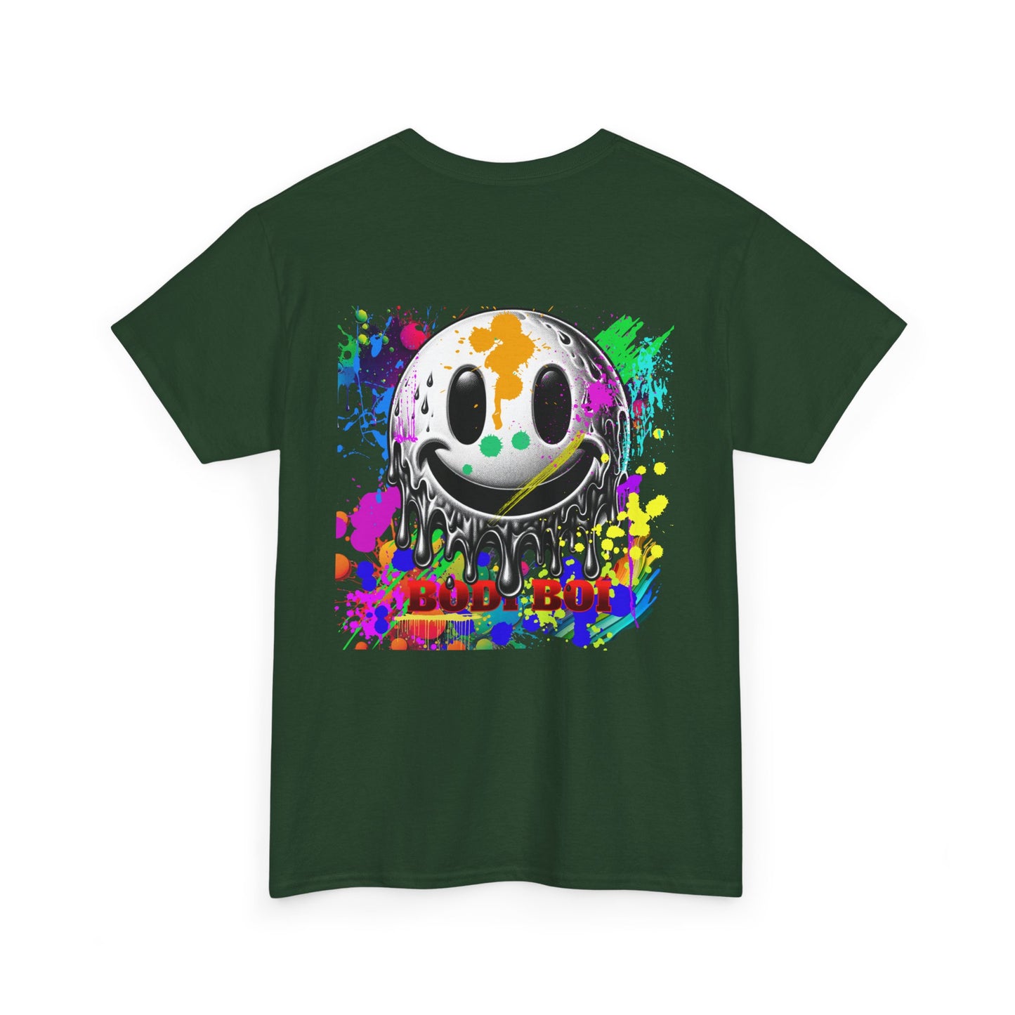 Colorful Graffiti Tee, Unisex Heavy Cotton Tee with Smiley Face Design, Streetwear Top, Graphic Tee for Art Lovers, Casual Gift for Friends