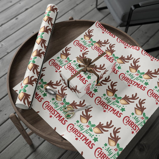 First xmas, Christmas Wrapping, Eco-Friendly Gift Wrap, Seasonal Paper, Unique Gift Packaging
