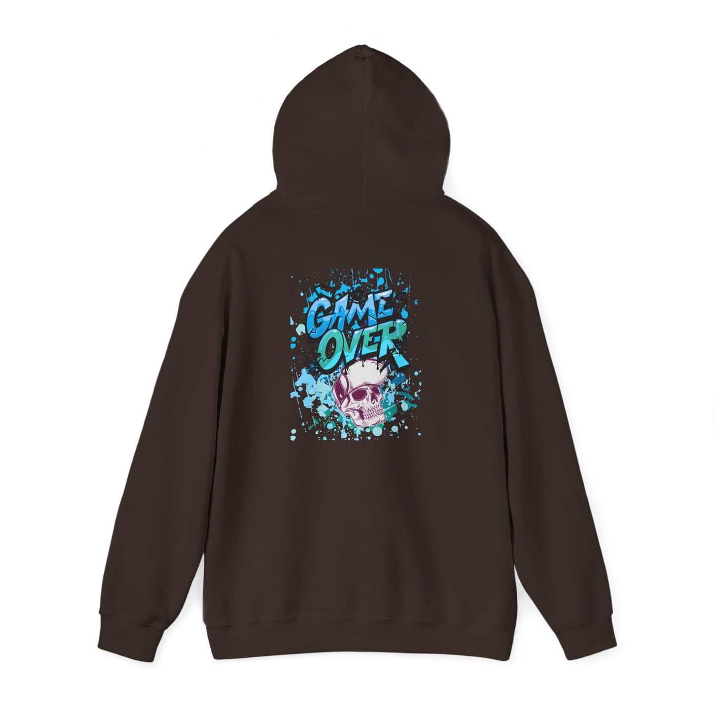 Game Over Skull Hoodie - Unisex Heavy Blend Sweatshirt, Perfect for Gamers, Casual Wear, Unique Gift, Streetwear Style, Graphic Apparel