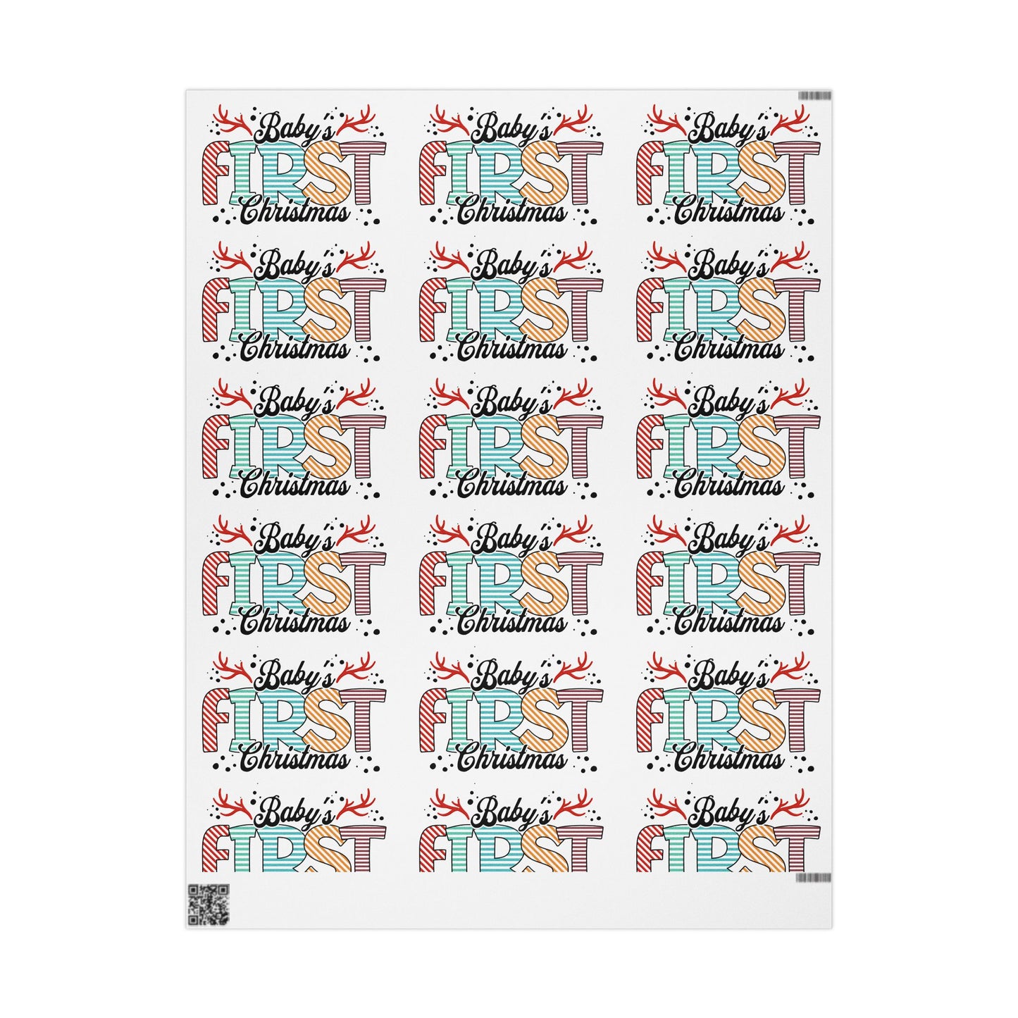 Frist Xmas, Festive Wrapping Paper for Gifts, Christmas, Birthdays, Weddings, Special Occasions