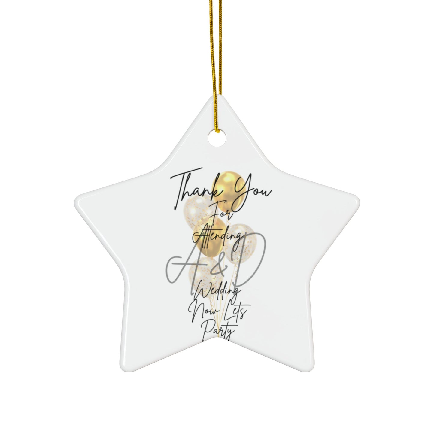 Wedding Thank You Ceramic Ornaments, Two-Sided Print, Holiday Decor, Bridal Shower Favors, Custom Keepsakes, Party Gifts