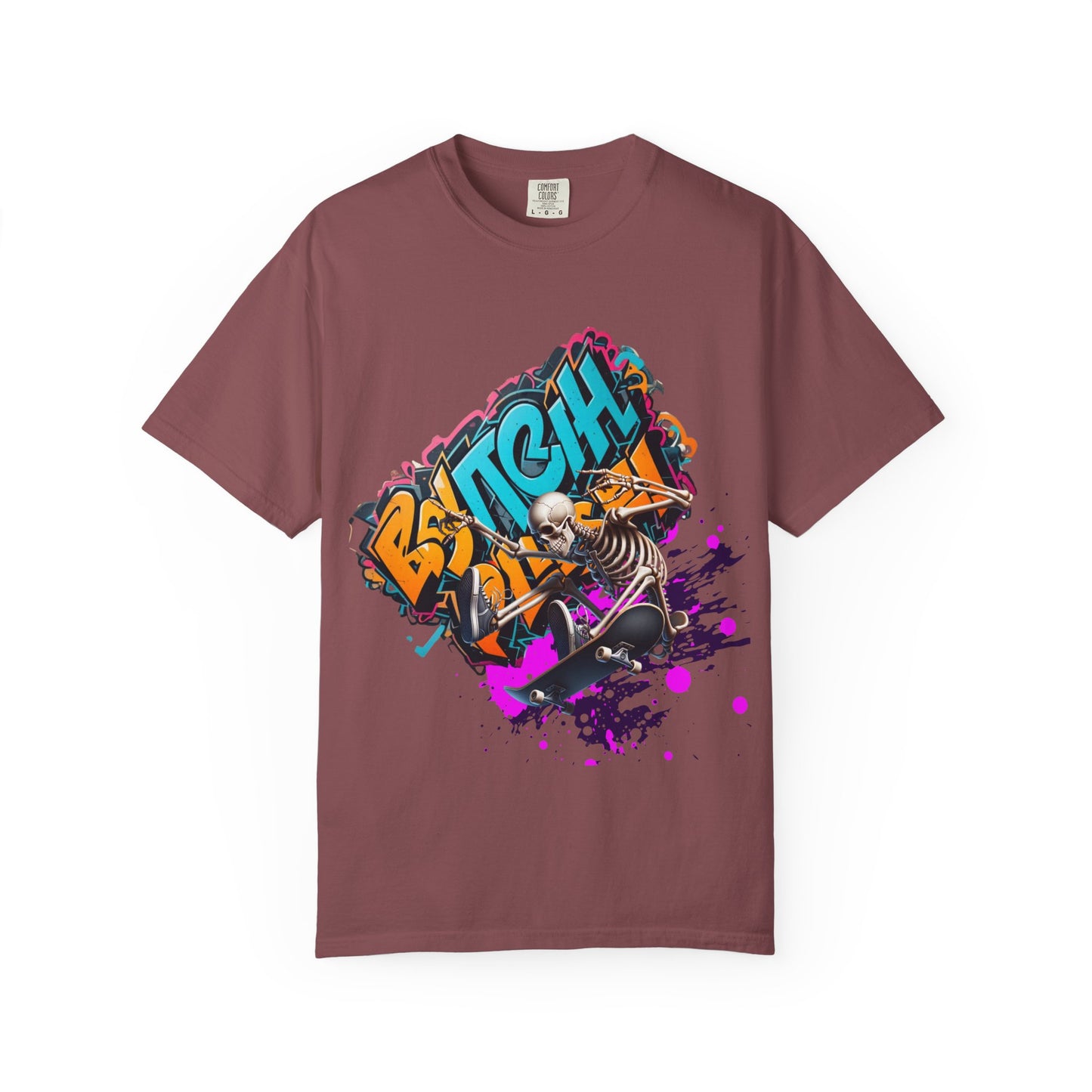Edgy Skeleton Graffiti T-Shirt, Unisex Graphic Tee, Halloween Costume Shirt, Streetwear Style, Cool Gift for Teens