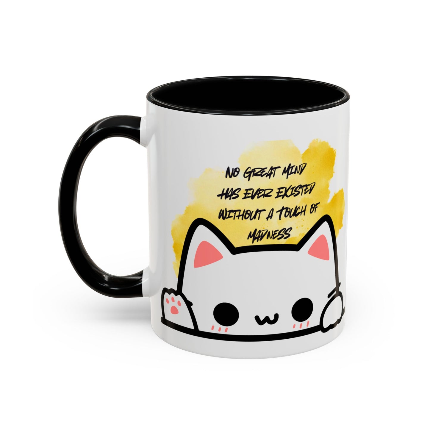 Playful Cat Accent Mug - No Great Mind Has Ever Existed Without a Touch of Madness, Cute Gift for Cat Lovers, Coffee Cup, Cat-Themed [...]