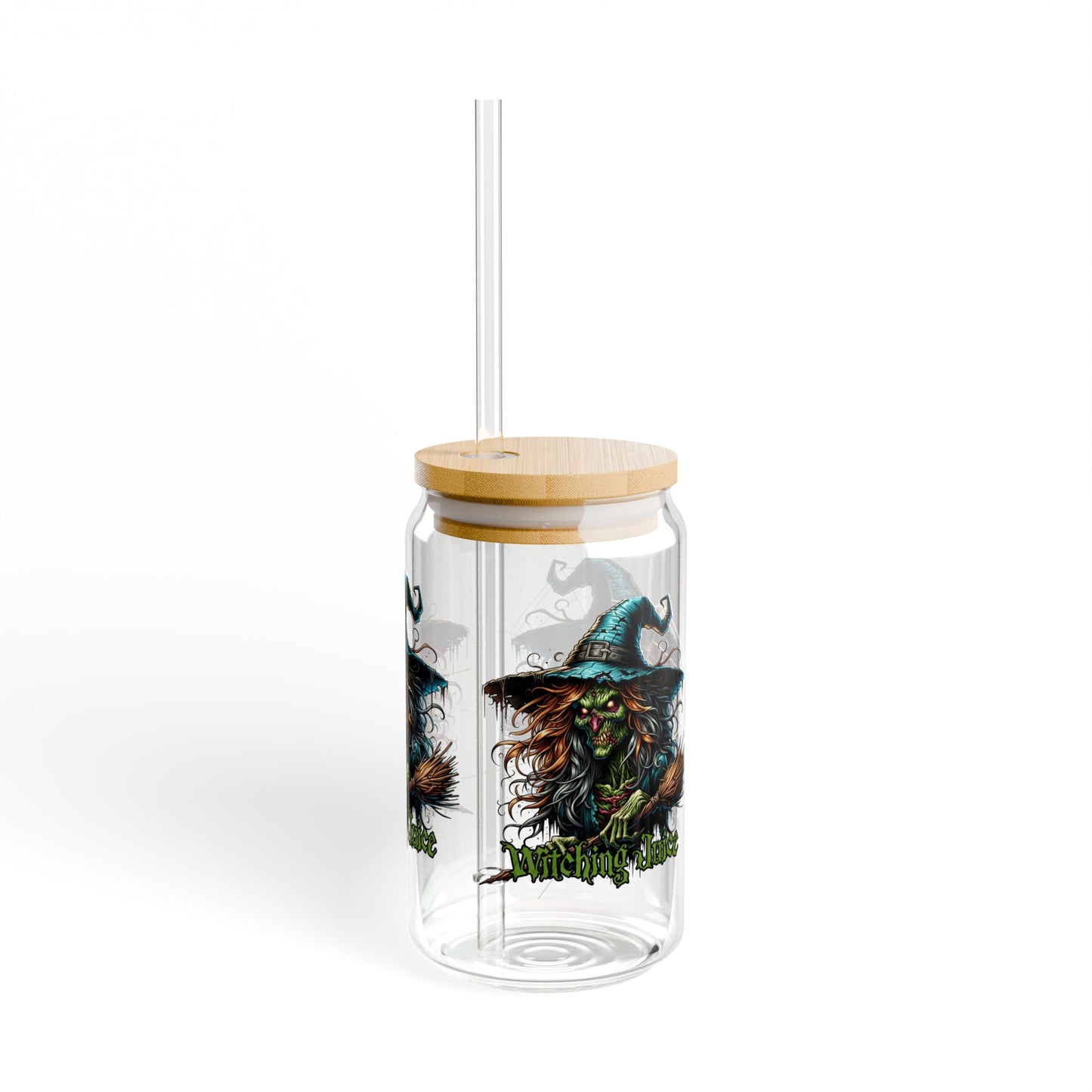 Witchy Sipper Glass | 16oz | Halloween Drinkware, Spooky Decor, Gift for Witch Lovers, Eco-Friendly Straw, Kitchen Accessory