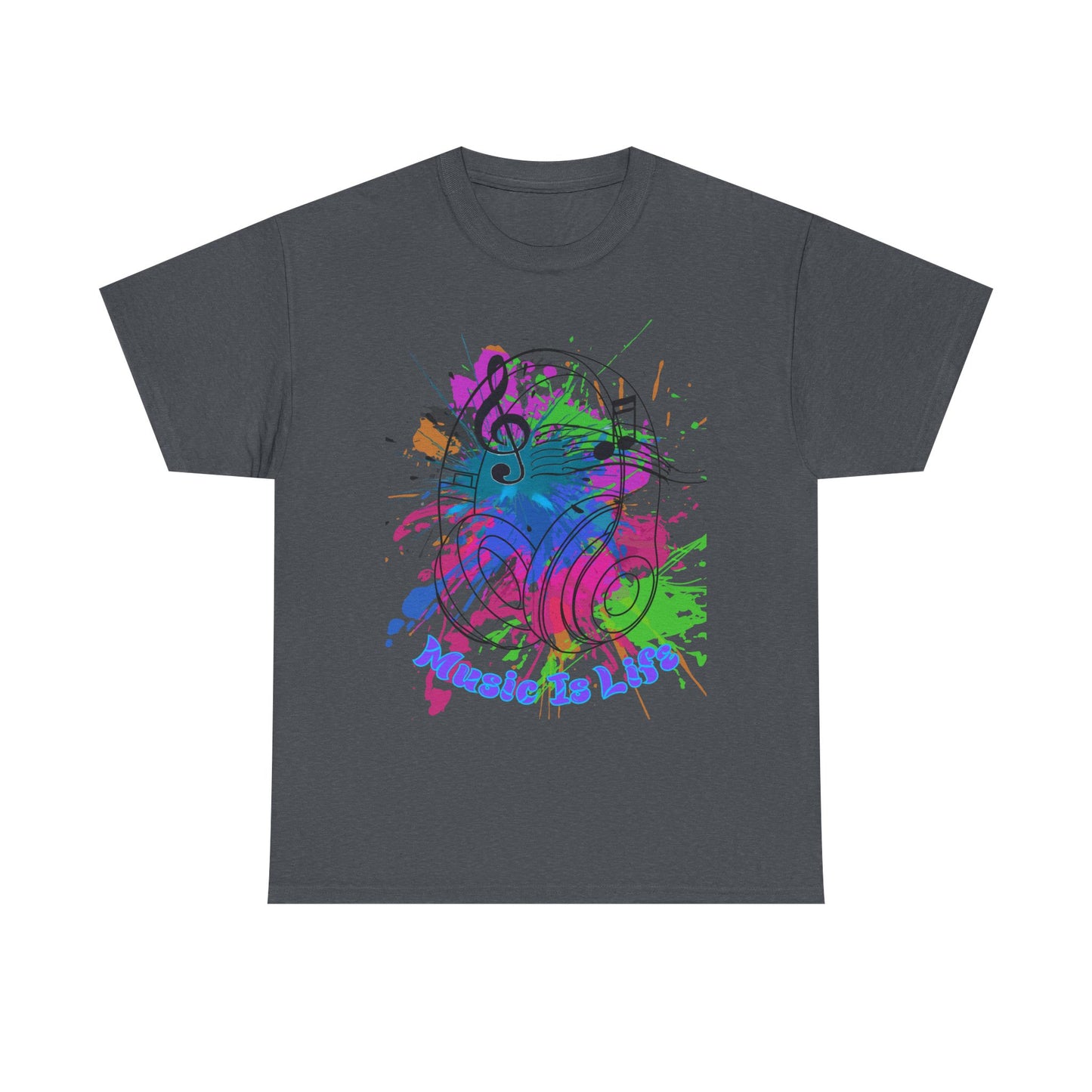 Music Is Life Unisex Heavy Cotton Tee - Perfect for Music Lovers, Gift for Musicians, Concerts, Festivals, Everyday Wear