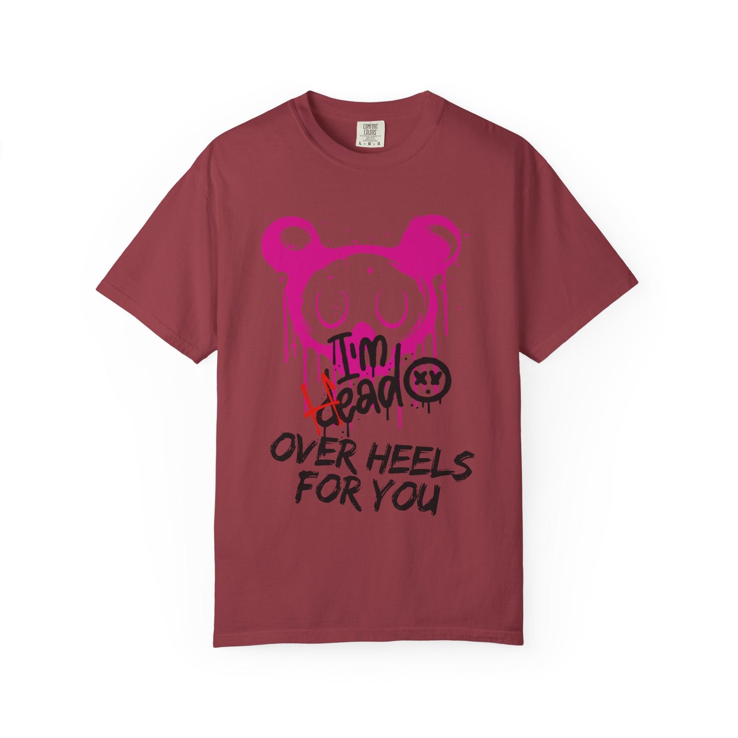 Head Over Heels T-Shirt with Cute Design, Perfect Gift for Friends, Casual Wear, Valentine's Day, Year-Round Fashion