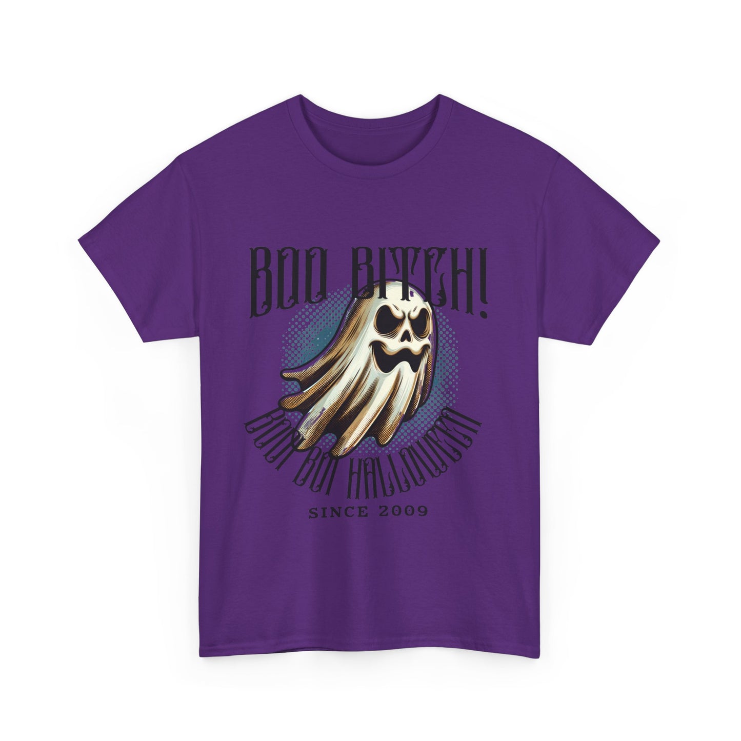 Boo Biych! Halloween Unisex Heavy Cotton Tee, Spooky T-Shirt, Halloween Costume Top, Ghost Graphic Shirt, October Festive Apparel