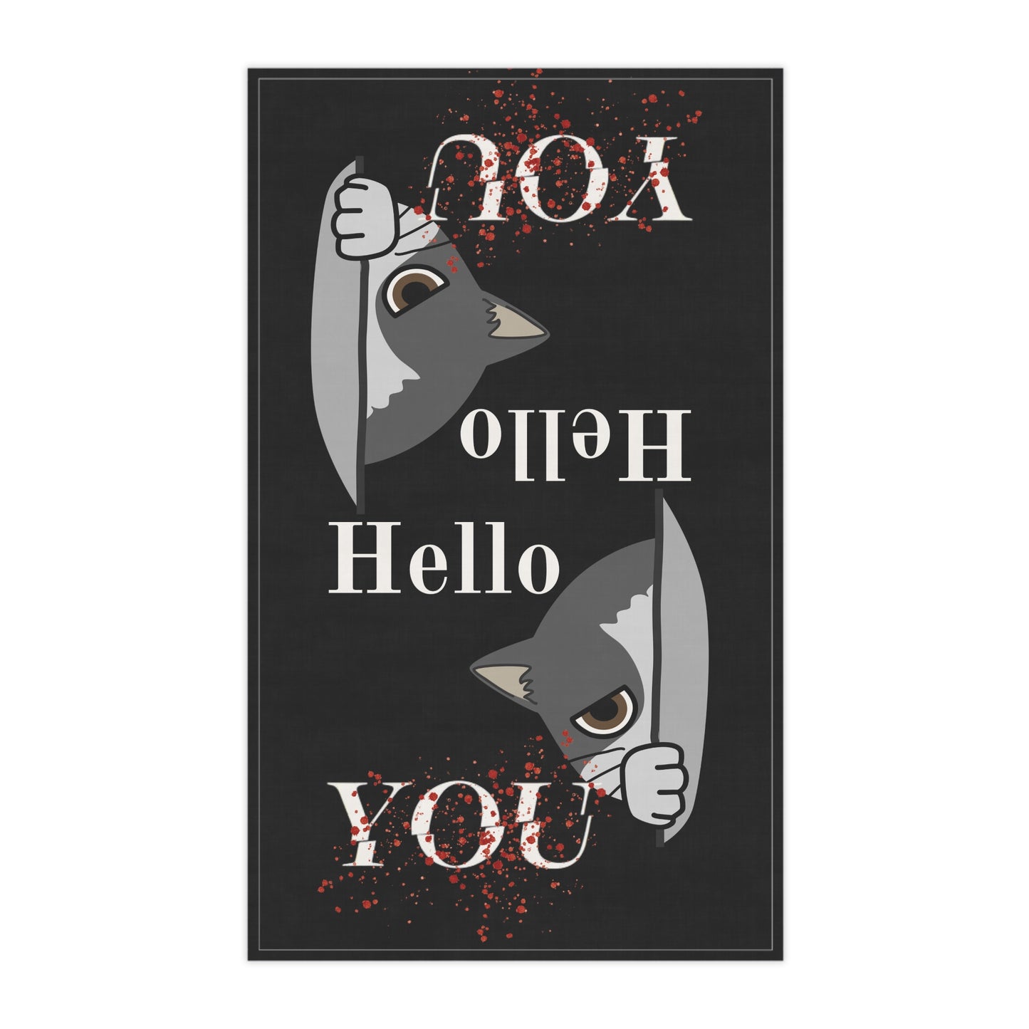 YOU Themed Tea Towels | Hello You Kitchen Decor, Cat Lover Gift, Funny Kitchen Towel, Gift for Cat Moms, Unique Home Decor