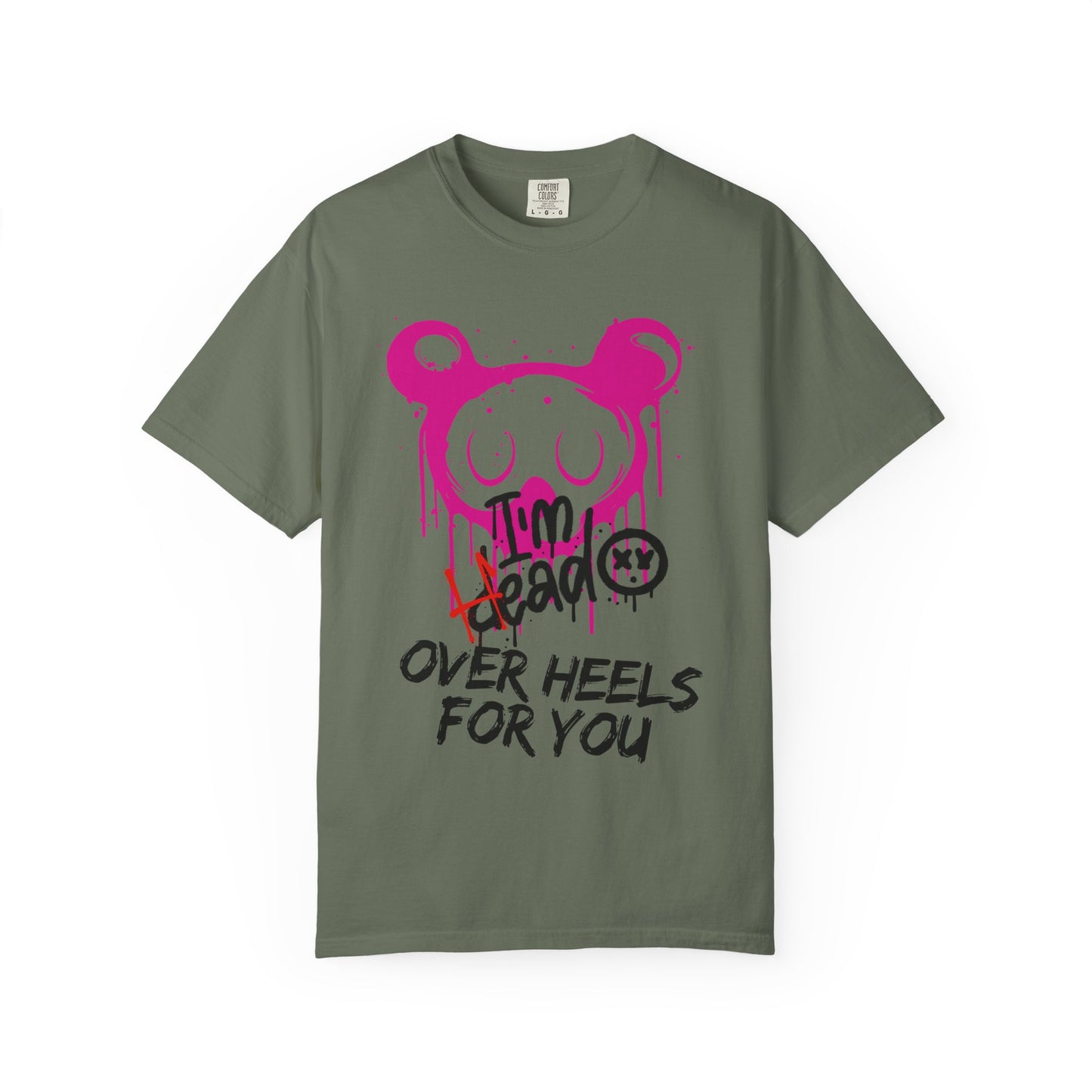 Head Over Heels T-Shirt with Cute Design, Perfect Gift for Friends, Casual Wear, Valentine's Day, Year-Round Fashion