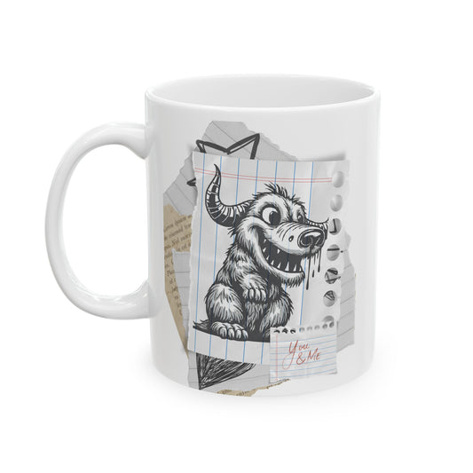 Whimsical You and Me Ceramic Mug, Unique Coffee Lover's Gift, Modern Kitchen Decor, Birthdays, Anniversaries, Holidays, Kitchen Accessories