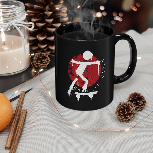 Skateboarder Inspired Black Mug - Perfect Gift for Skaters, Coffee Lovers, or Japan Enthusiasts, Great for Birthdays & Holidays