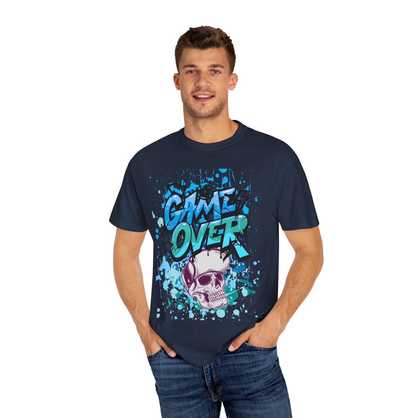 Gamer Skull T-shirt, Unisex Graphic Tee, Game Over Apparel, Casual Wear, Gift for Gamers, Streetwear, Cool Graphic Shirt