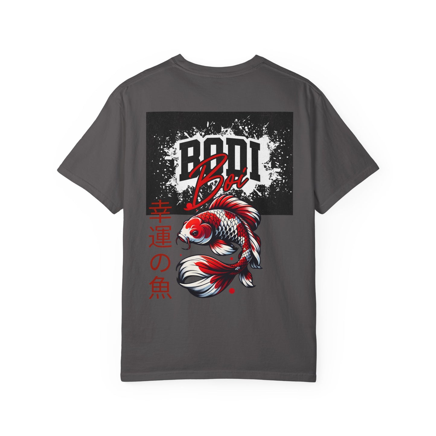 Garment-Dyed Unisex T-Shirt with Bold Koi Design, Trendy Streetwear, Gift for Casual Wear, Unique Graphic Tee, Perfect for Summer Vibes
