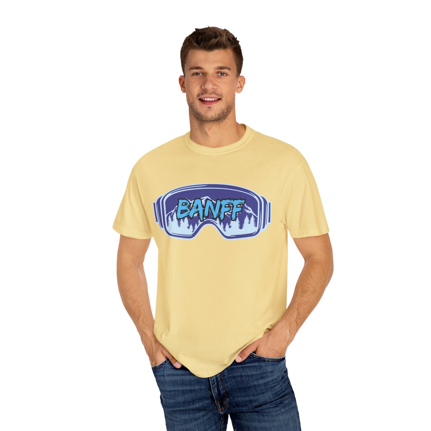 Banff Ski Adventure T-Shirt - Unisex Garment-Dyed Tee, Snowboarder Gift, Winter Sports Apparel, Ski Trip Souvenir, Funny Travel Shirt