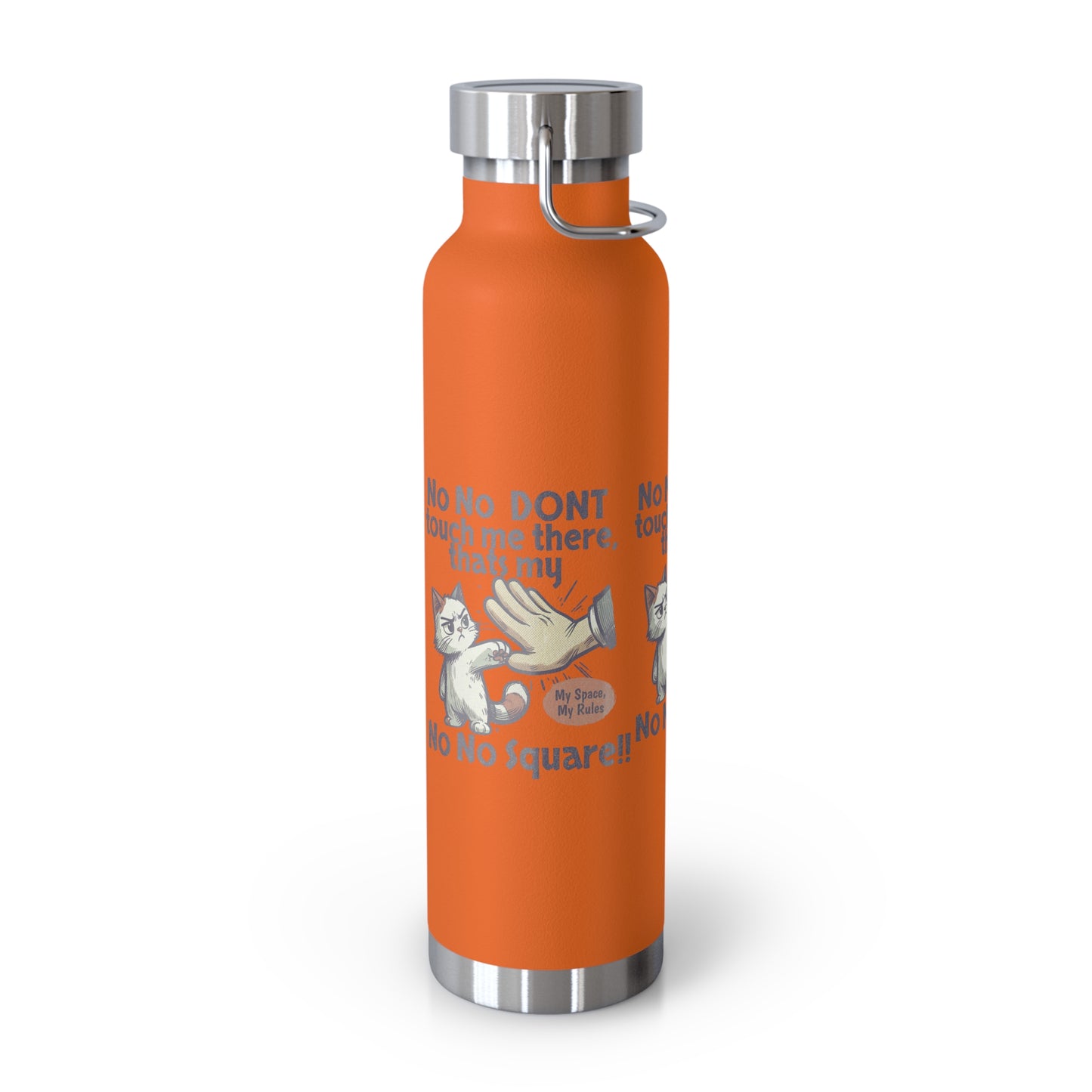 Funny Cat Insulated Water Bottle, 22oz, Laughing Cat Gift, Pet Lover Gift, Humorous Drinkware, Cat Safety Bottle