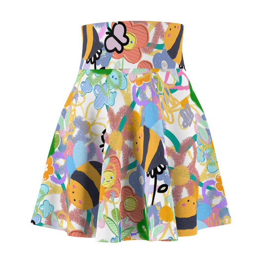 Colorful Floral Women's Skater Skirt | Cute Summer Fashion, Dance and Festival Outfit, Gift for Girlfriend and Mom