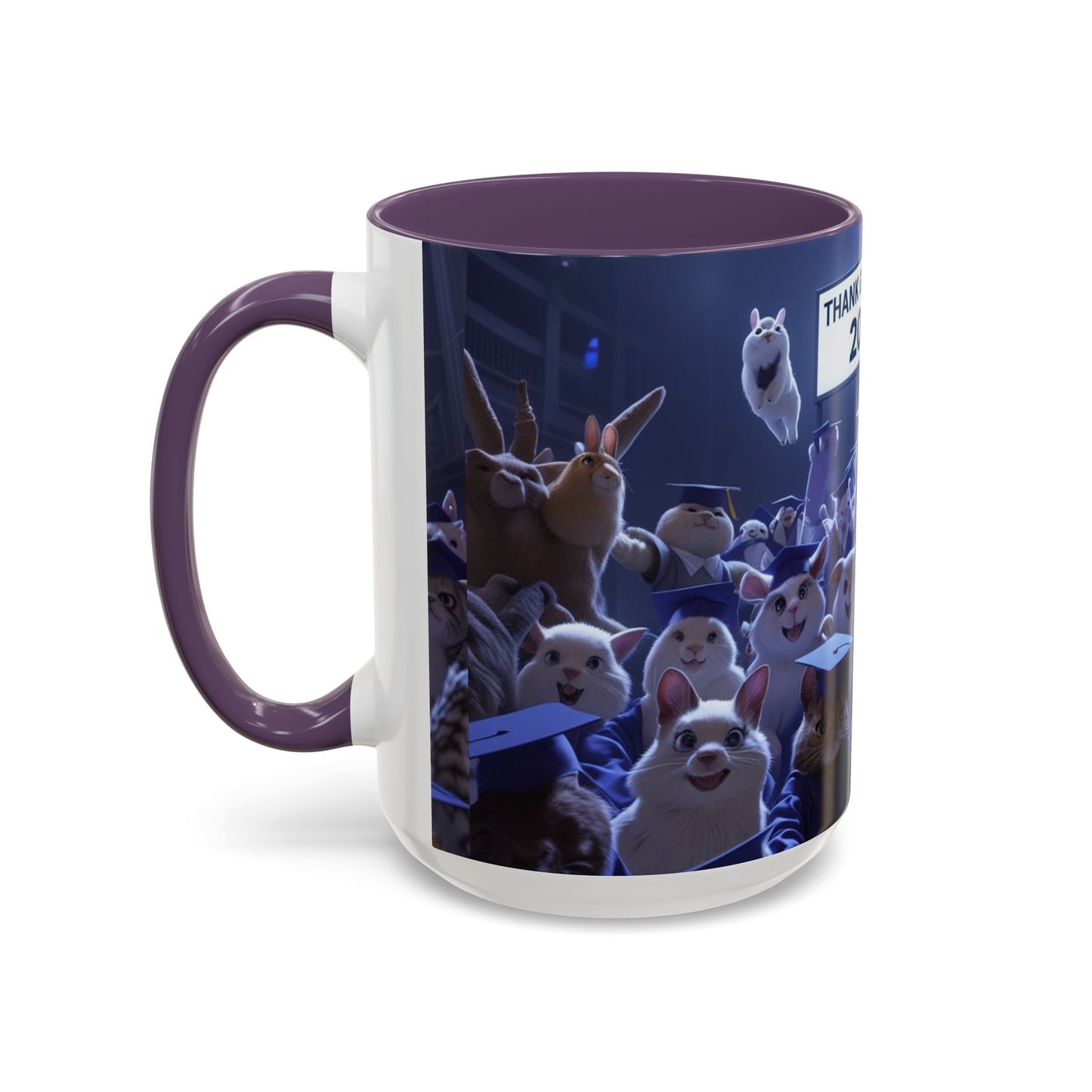 Anime Graduation Theme Accent Coffee Mug - Funny Cat & Dog Design, Perfect Gift for 2025 Grads, Inspirational Coffee Mug, Celebration Mug