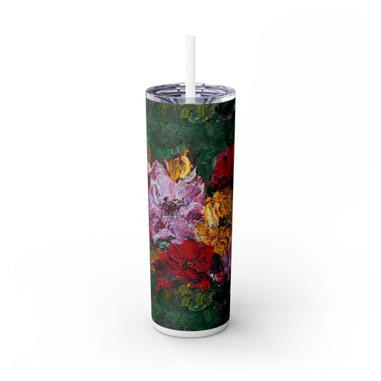 Colorful Floral Skinny Tumbler, 20oz - Eco-Friendly Drinkware, Perfect for Summer, Gifts for Her, Unique Home Decor, Hydration Mug
