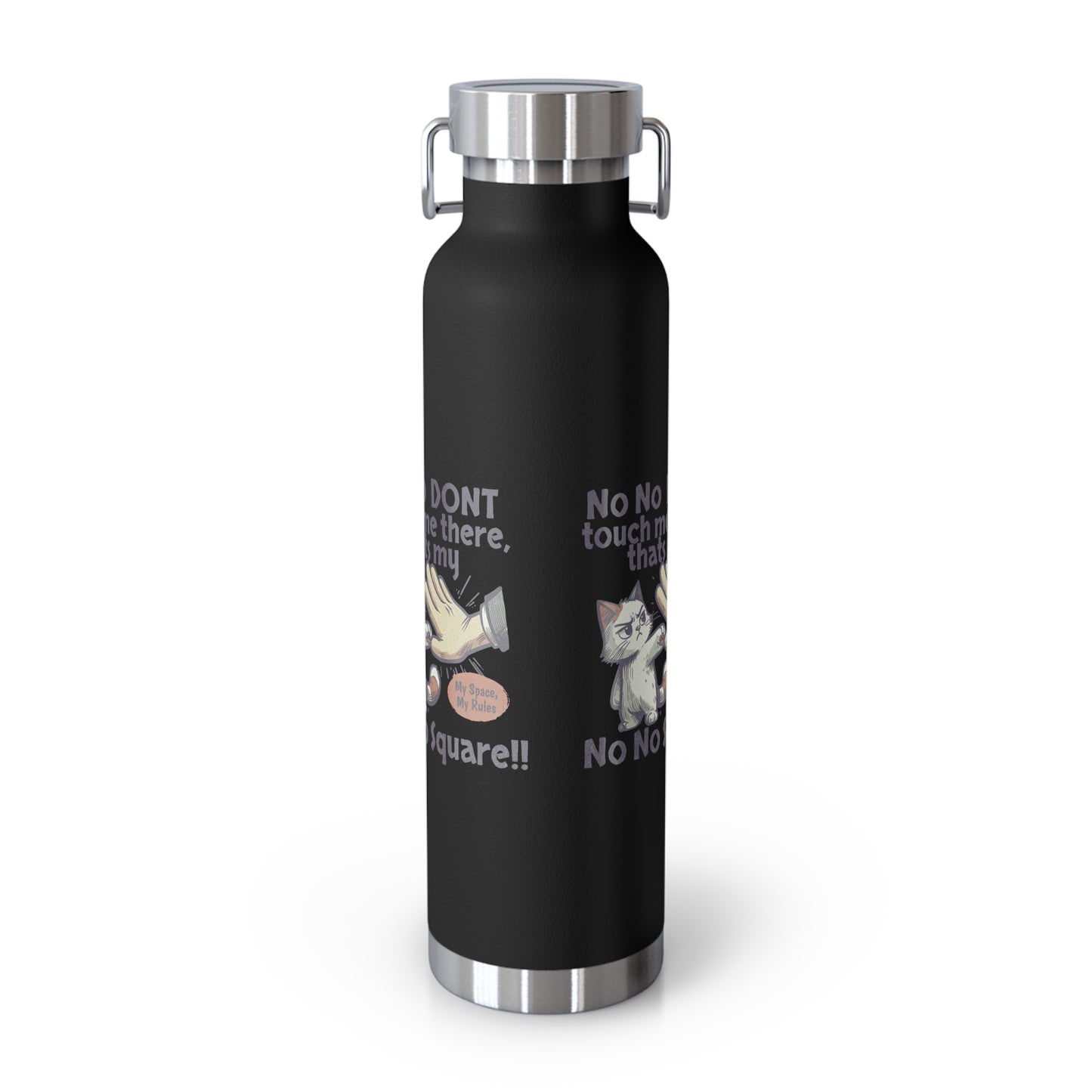 Funny Cat Insulated Water Bottle, 22oz, Laughing Cat Gift, Pet Lover Gift, Humorous Drinkware, Cat Safety Bottle
