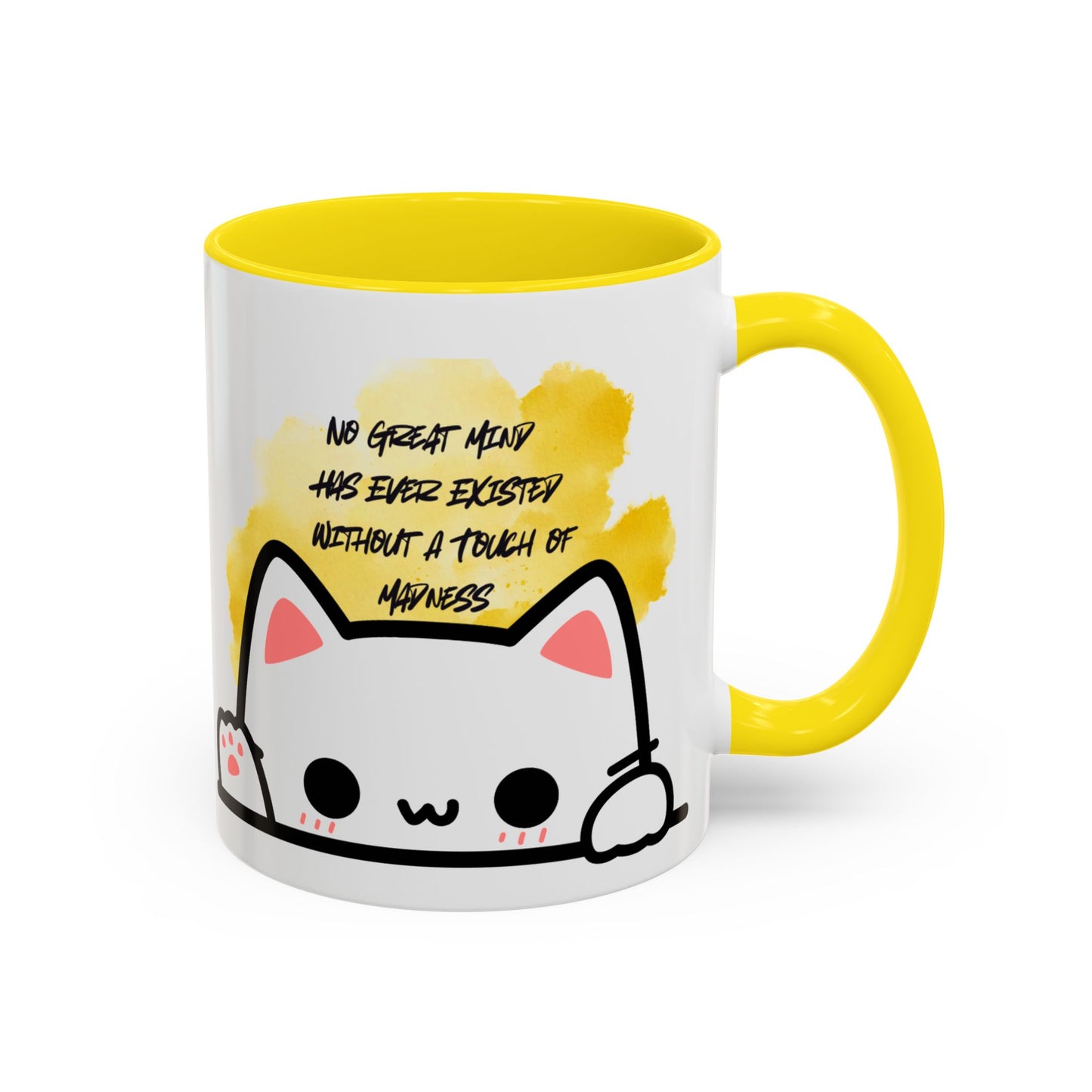Playful Cat Accent Mug - No Great Mind Has Ever Existed Without a Touch of Madness, Cute Gift for Cat Lovers, Coffee Cup, Cat-Themed [...]