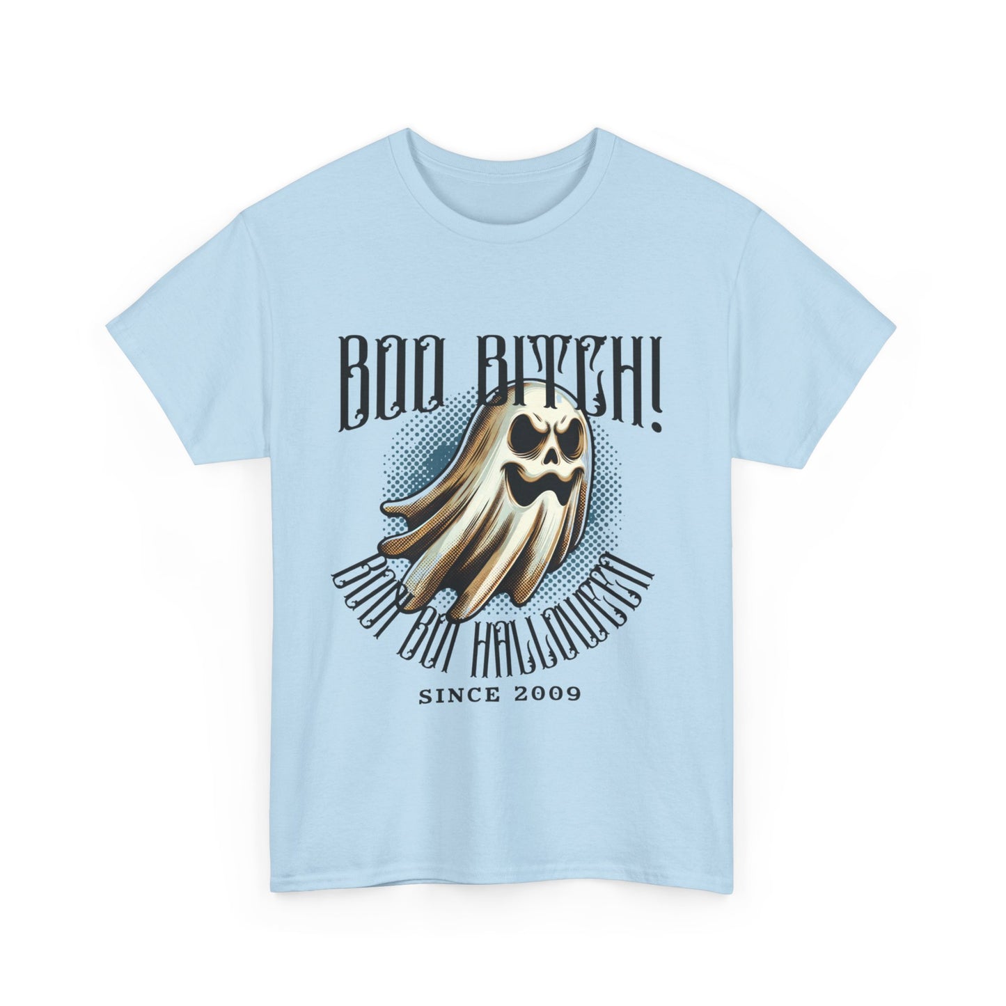 Boo Biych! Halloween Unisex Heavy Cotton Tee, Spooky T-Shirt, Halloween Costume Top, Ghost Graphic Shirt, October Festive Apparel