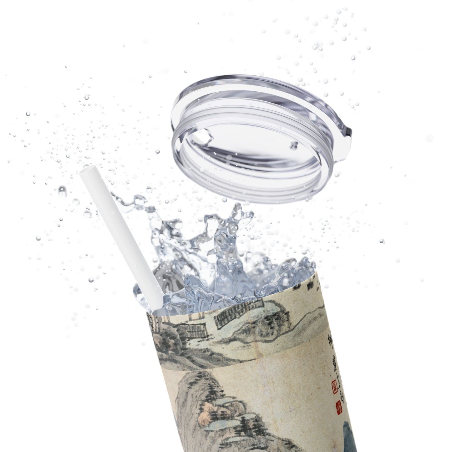 Japanese art work Skinny Tumbler with Straw, 20oz - Perfect for Home, Travel, Gifts, and Everyday Use, Creative Design, Stylish Beverage Container