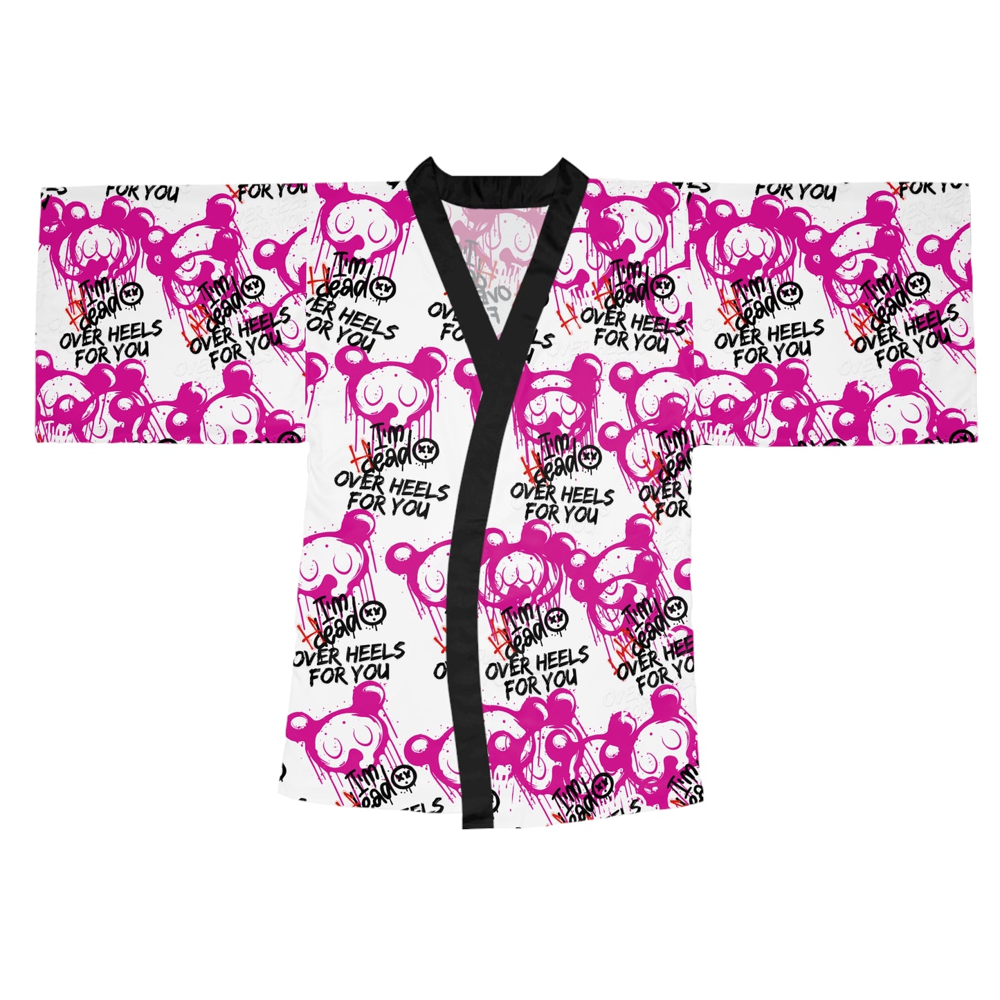 Graphic Long Sleeve Kimono Robe - Cozy Loungewear and Gift for Her