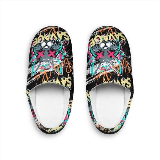 gothic bunny Men's Indoor Slippers with Graffiti Art, Cozy Home Footwear, Trendy House Slippers, Unique Gift for Him, Indoor Comfort
