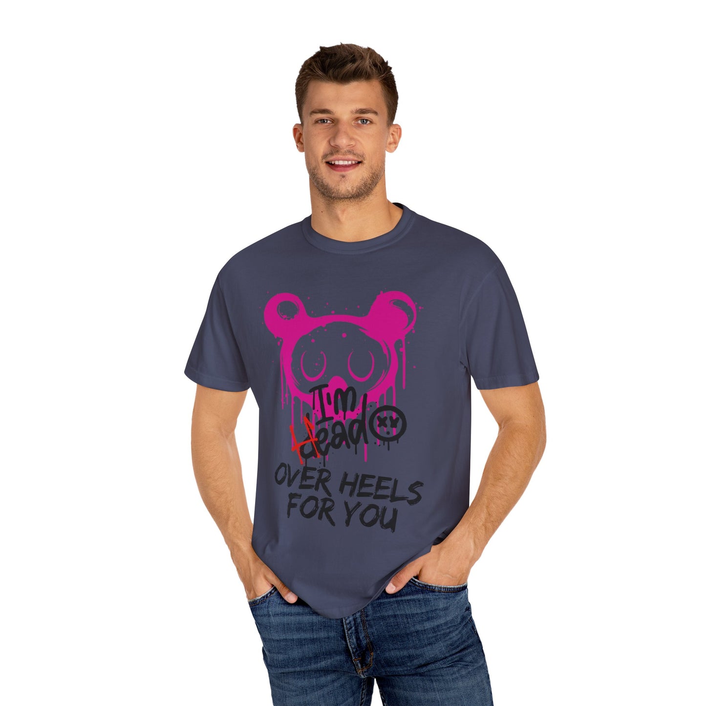 Head Over Heels T-Shirt with Cute Design, Perfect Gift for Friends, Casual Wear, Valentine's Day, Year-Round Fashion