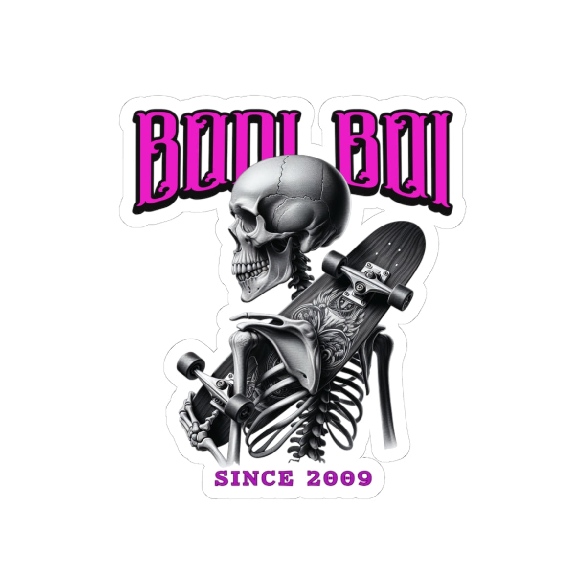 Skeleton Skateboarder Kiss-Cut Stickers, Goth Stickers, Halloween Decor, Skateboard Accessories, Unique Gifts, Art Stickers