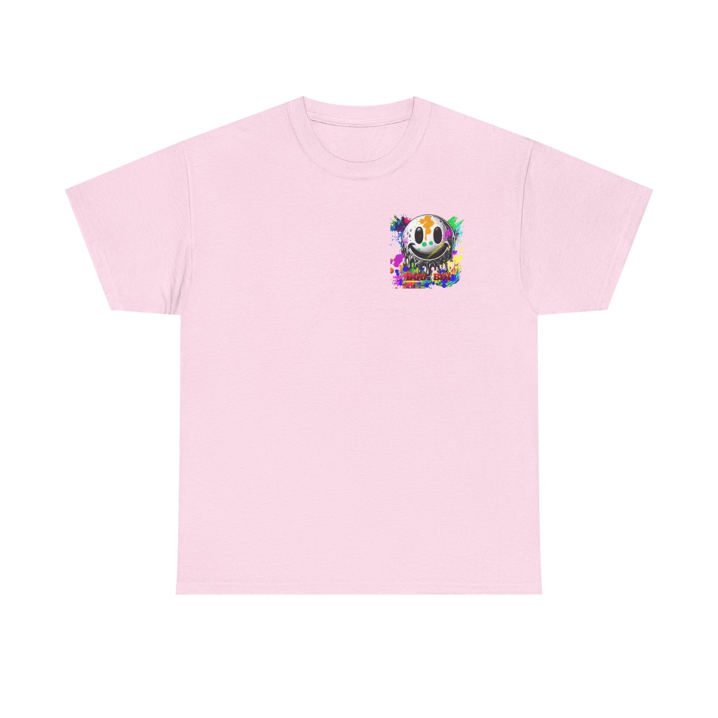 Colorful Graffiti Tee, Unisex Heavy Cotton Tee with Smiley Face Design, Streetwear Top, Graphic Tee for Art Lovers, Casual Gift for Friends