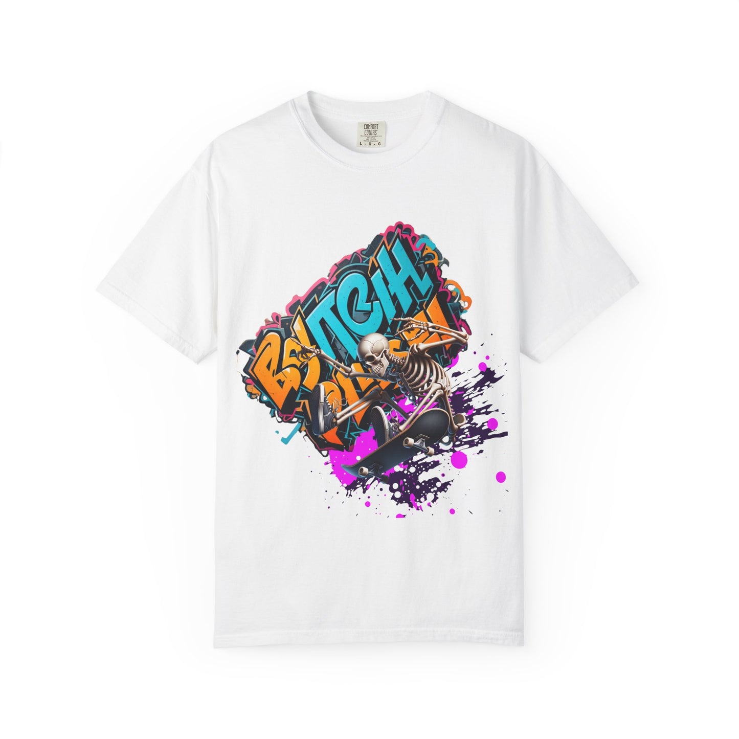 Edgy Skeleton Graffiti T-Shirt, Unisex Graphic Tee, Halloween Costume Shirt, Streetwear Style, Cool Gift for Teens