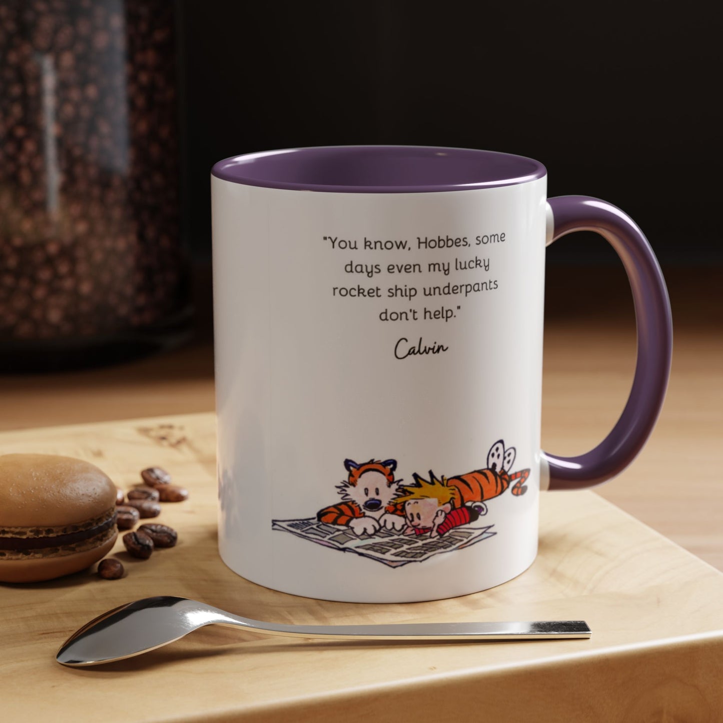 Calvin and Hobbes Inspired Accent Coffee Mug - Fun Gift for Fans, Morning Coffee, Cute Quote Mug, Whimsical Gift, Reading Companion