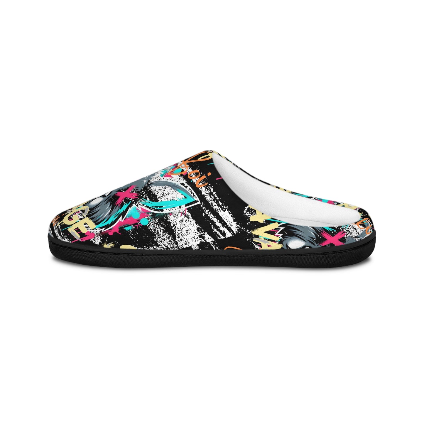 gothic bunny Men's Indoor Slippers with Graffiti Art, Cozy Home Footwear, Trendy House Slippers, Unique Gift for Him, Indoor Comfort