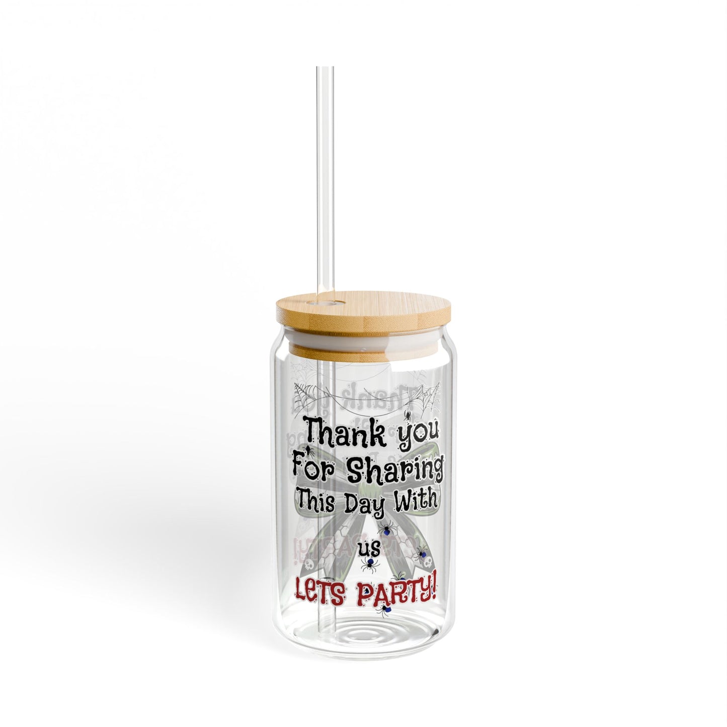 Personalized Party Sipper Glass | 16oz Glass with Wooden Lid | Cheers to Celebrations, Wedding Favors, Drinkware, Custom Gifts, Summer [...]