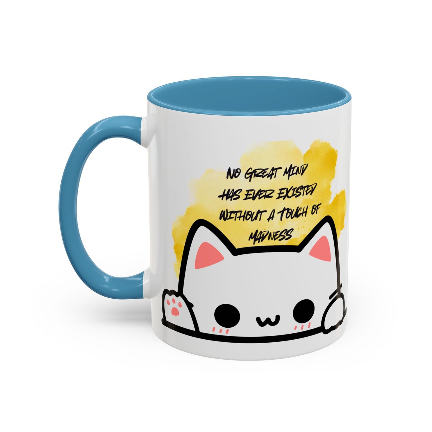 Playful Cat Accent Mug - No Great Mind Has Ever Existed Without a Touch of Madness, Cute Gift for Cat Lovers, Coffee Cup, Cat-Themed [...]