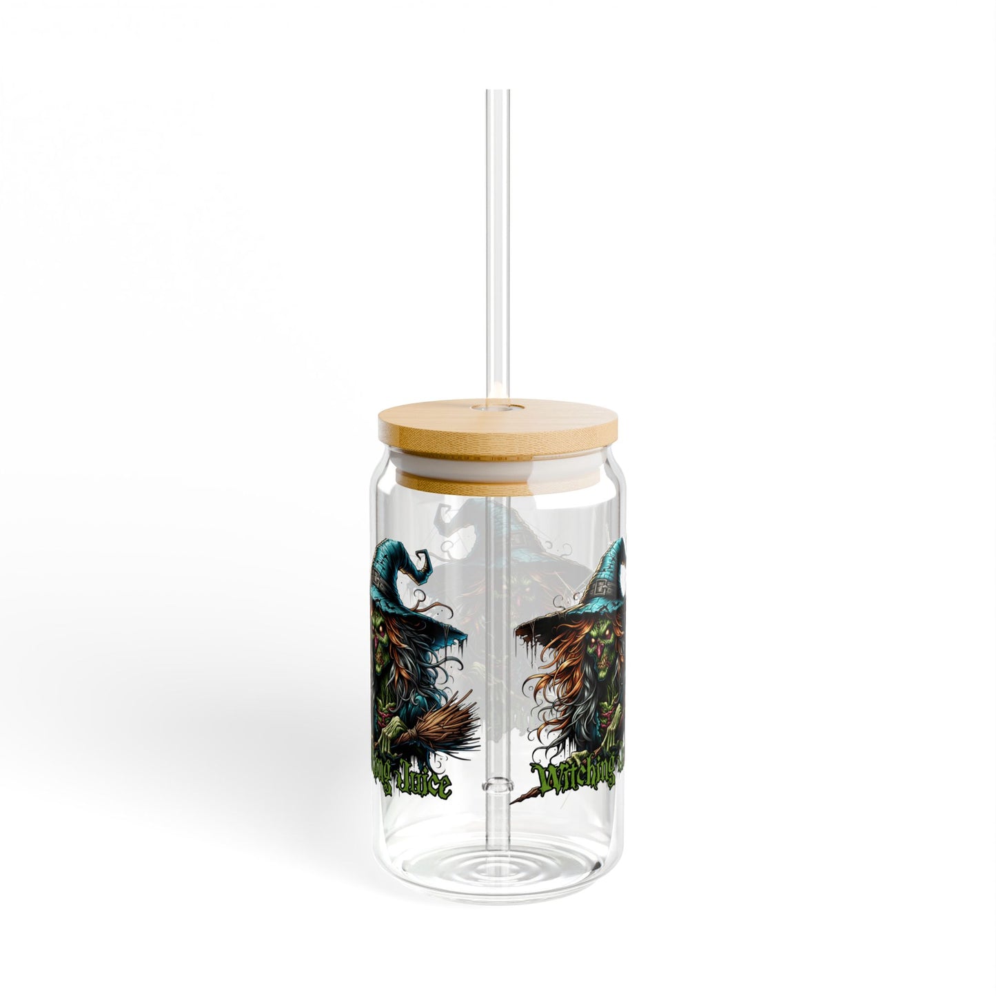 Witchy Sipper Glass | 16oz | Halloween Drinkware, Spooky Decor, Gift for Witch Lovers, Eco-Friendly Straw, Kitchen Accessory