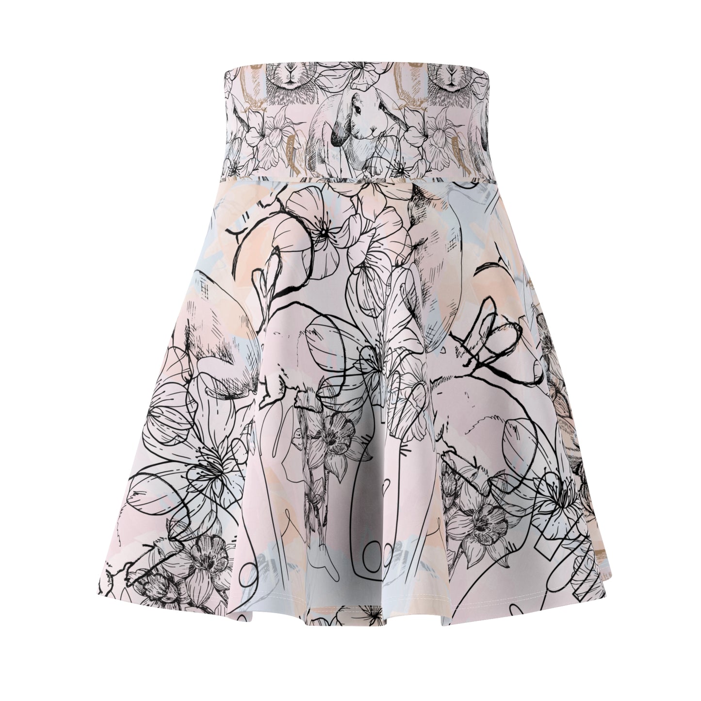 Bunny Front And Back Women Skater Skirt, Trendy Fashion, Casual Outfit, Summer Style, Boho Vibes, Everyday Wear, Gift Idea